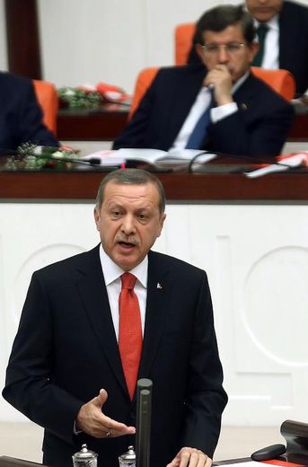 Le président turc Recep Tayyip Erdogan devant le Parlement le 1er octobre 2014 à Ankara