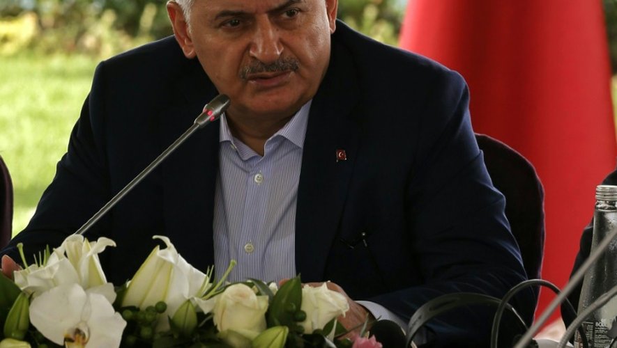 Le Premier ministre turc Binali Yildirim lors d'une conférence de presse à Istanbul, le 20 août 2016. Photo distribuée par son service de presse