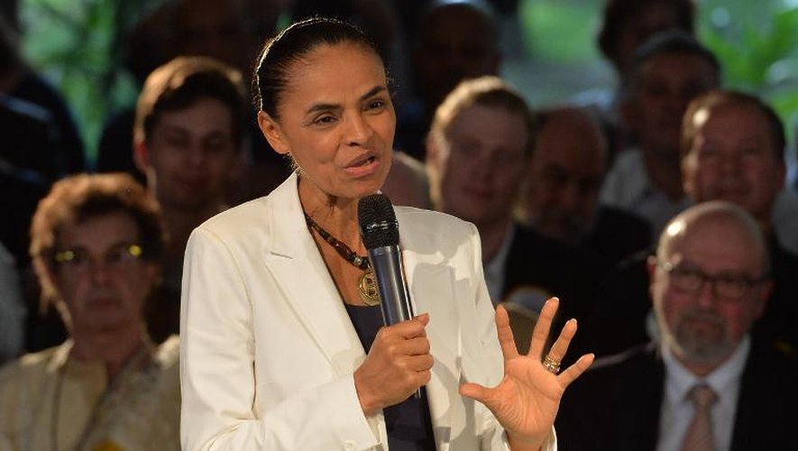 La candidate écologiste à la présidentielle Marina Silva en meeting de campagne à Sao Paulo au Brésil, le 30 septembre 2014