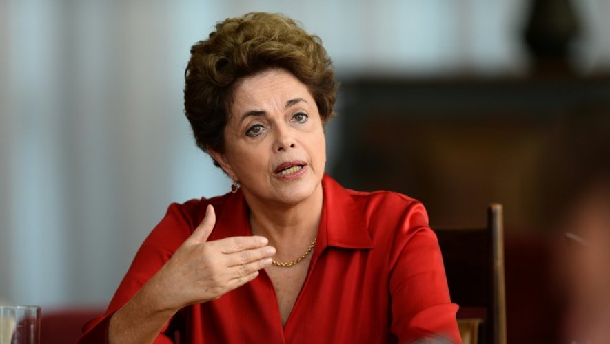 La présidente brésilienne suspendue de ses fonctions Dilma Rousseff, lors d'une rencontre avec des journalistes étrangers, au palais présidentiel Alvorada, à Brasilia, le  18 août 2016