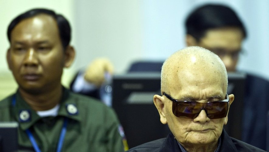 Nuon Chea, haut dirigeant du régime de Pol Pot, lors de son procès à Phom Penh, le 2 juillet 2015