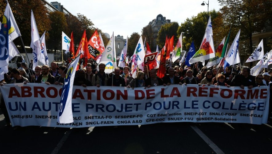 Manifestation contre la réforme du collège le 10 octobre 2015 à Paris
