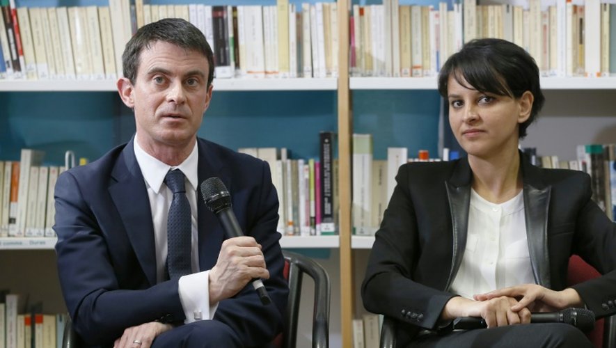 Manuel Valls et Najat Vallaud-Belkacem à Créteil le 17 avril 2016