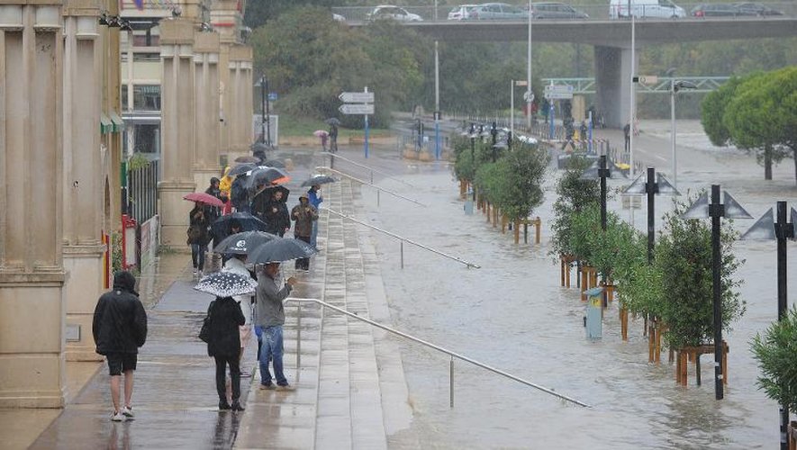 Des rues inondées près du fleuve Lez à Montpellier, le 29 septembre 2014