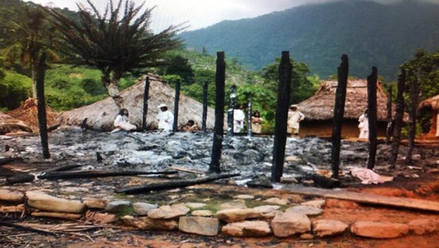 Capture d'un écran TV montrant le lieu où s'est abattu la foudre à Santa Marta, le 6 octobre 2014 en Colombie