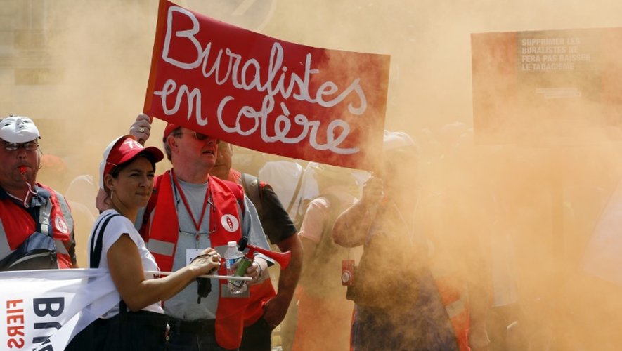 Manifestation de buralistes contre le paquet de cigarettes neutre, le 22 juillet 2015 à Paris