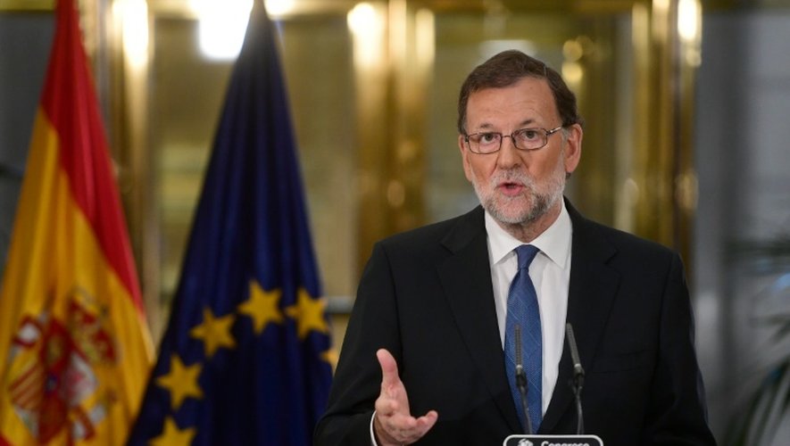 Le Premier ministre espagnol Mariano Rajoy tient une conférence de presse à Madrid, le 28 août 2016