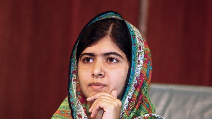 La Pakistanaise Malala Yousafzai, lors d'une conférence de presse le 14 juillet 2014 à Abuja, au Nigeria, après une rencontre avec le président Goodluck Jonathan