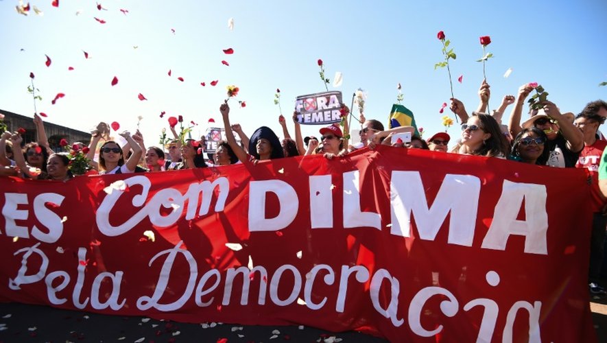 Rassemblement de partisans de Dilma Rousseff, le 29 août 2016 à Brasilia