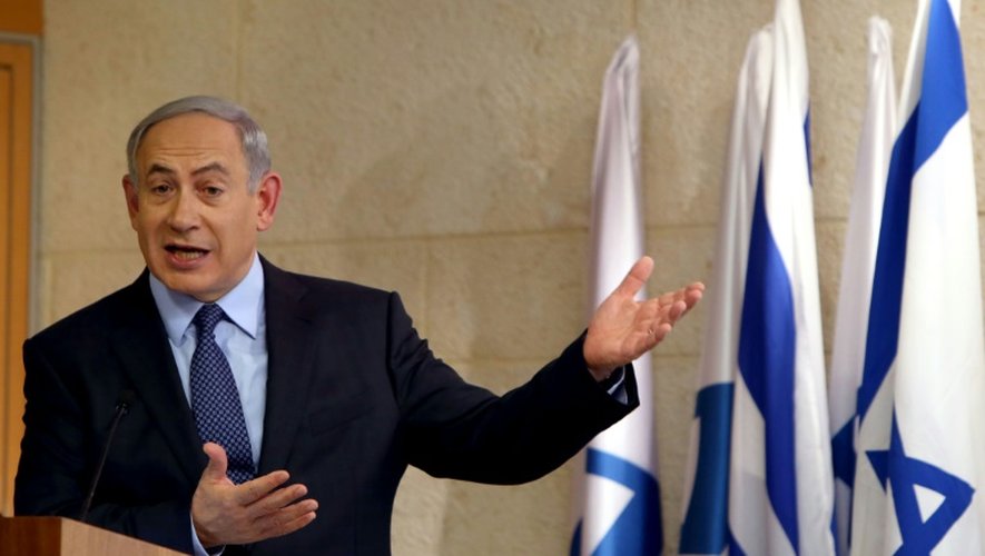 Le Premier ministre israélien  Benjamin Netanyahu lors d'une conférence de presse le 15 octobre 2015 à Jérusalem