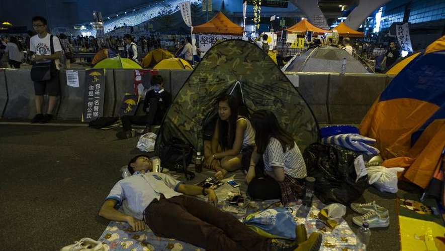 Des manifestants prodémocratie se sont  rassemblés dans les rues de Hong Kong, après l'annulation de pourpalers par les autorités, le 10 octobre 2014