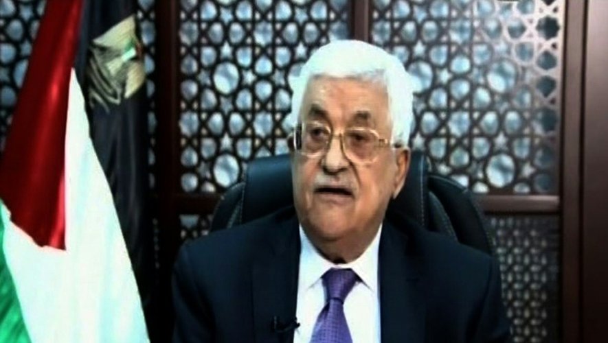 Capture d'écran de la TV palestinienne de Mahmoud Abbas lors d'un discours le 14 octobre 2015 à Ramallah