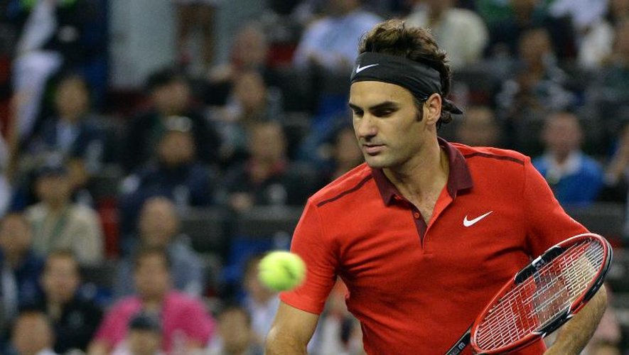 Le Suisse Roger Federer lors de sa demi-finale contre le Serbe Novak Djokovic, le 11 octobre 2014 au Masters 1000 de Shanghai