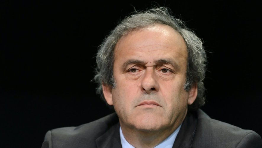 Le président de l'UEFA Michel Platini en conférence de presse lors du 65e congrès de la Fifa, le 28 mai 2015 à Zurich