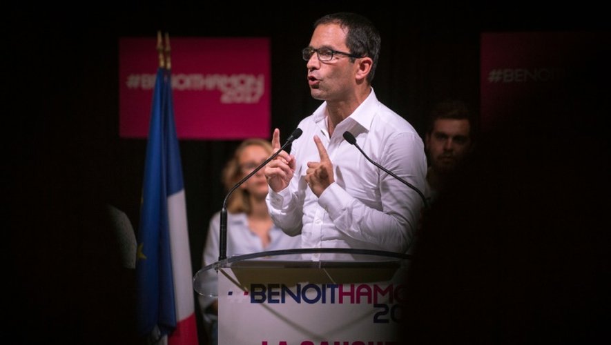 Benoît Hamon, candidat à la primaire initiée par le PS, le 28 août 2016 à Saint-Denis
