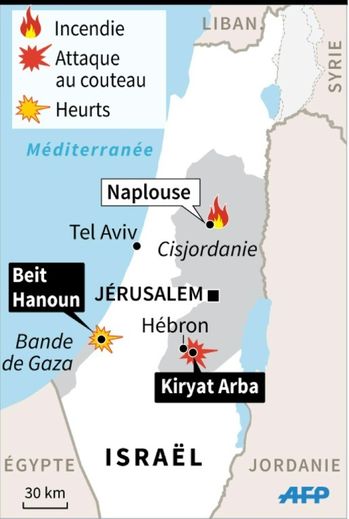 Localisation des dernières violences dans les Territoires palestiniens