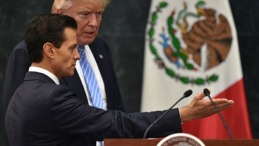 Le président mexicain Enrique Pena Nieto et Donald Trump tiennent une conférence de presse conjointe, le 31 août 2016 à Mexico