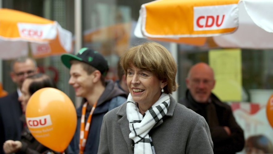 Henriette Reker en campagne à Cologne le 17 octobre 2017
