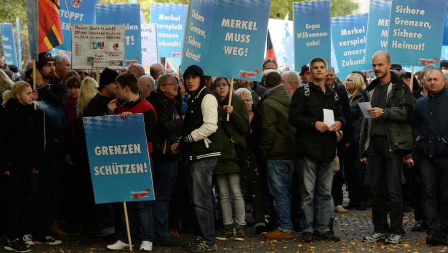 Manifestation contre les migrants à Freilassing (sud de l'Allemagne), le 17 octobre 2015