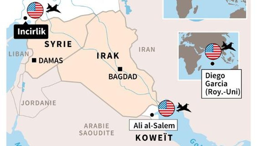 Les bases utilisées par les États-Unis pour les raids contre les jihadistes de l'État islamique