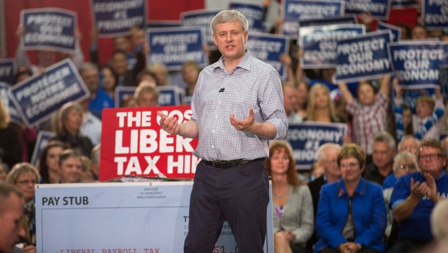 Le Premier ministre sortant et candidat conservateur, Stephen Harper, à London, en Ontario, le 13 octobre 2015