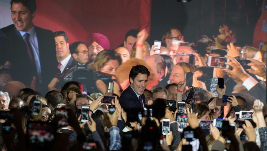 Justin Trudeau après la victoire des Libéraux aux législatives le 20 octobre 2015 à Montreal