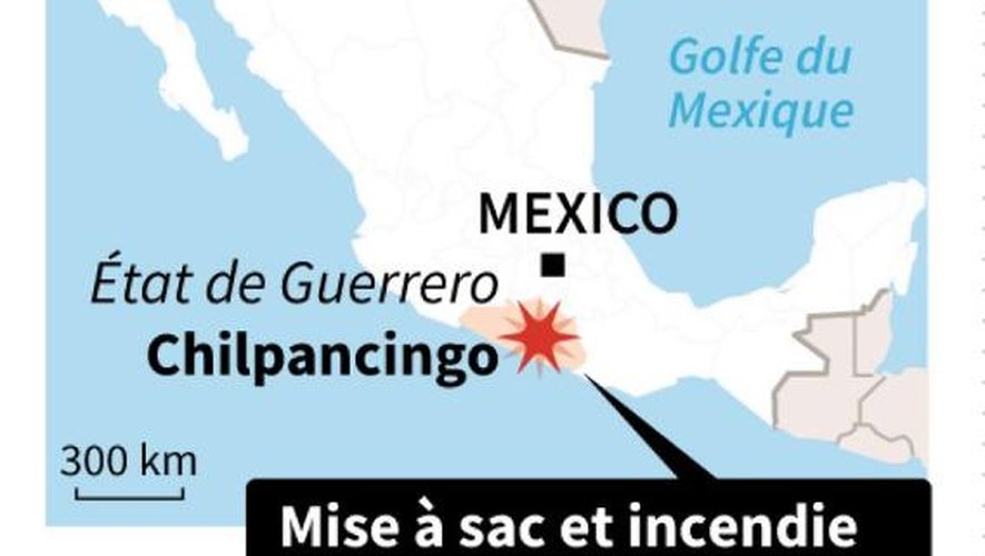 Localisation des manifestations de colère dans l'état de Guerrero au Mexique contre la disparition des 43 étudiants