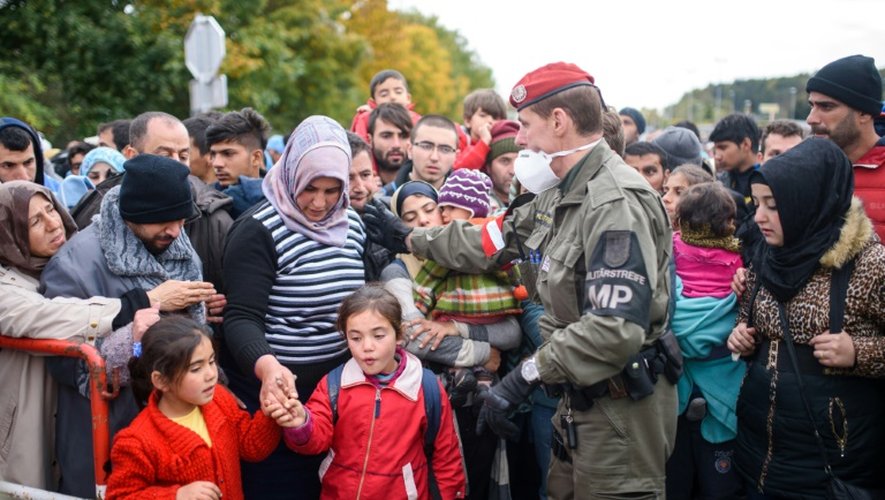 Migrants et réfugiés à le 20 octobre 2015 à Sentilj à la frontière entre la Slovénie et l'Autriche