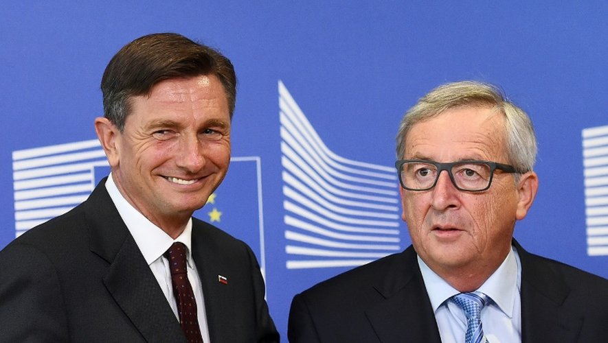 Le président slovène  Borut Pahor et le président de la Commission européenne le 20 octobre 2015 à Bruxelles