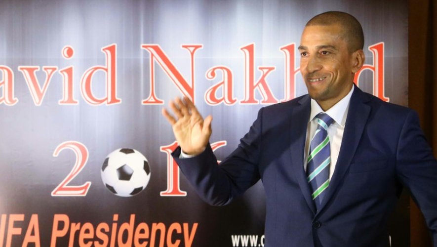 David Nakhid, ex-capitaine de l'équipe de Trinité-et-Tobago, lors d'une conférence de presse, le 28 septembre 2015 à Beyrouth