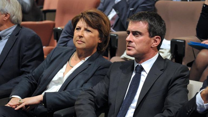 La maire de Lille Martine Aubry et le Premier ministre Manuel Valls le 9 octobre 2014 à Lille