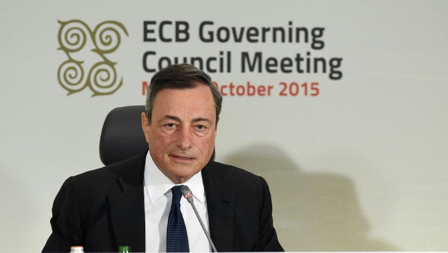 Le président de la BCE Mario Draghi, le 22 octobre 2015 lors de la réunion du conseil des gouverneurs de la banque centrale, à Malte