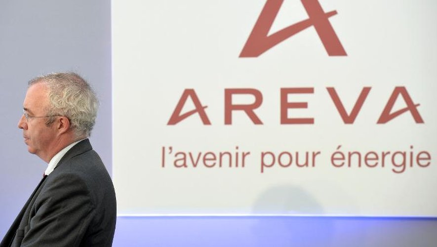 Le président du directoire d'Areva Luc Oursel, le 20 juin 2014 au Creusot après s'être adressé à ses employés