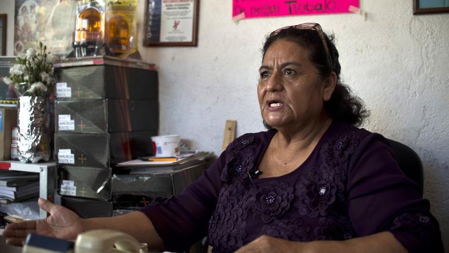 Maria Guadalupe Orosco, dont le fils a disparu en 2010 dans la ville d'Iguala, le 18 avril 2014, chez elle à Iguala, dans l'Etat de Guerrero, Mexique