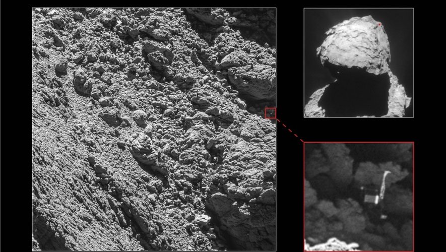 Le robot européen Philae, dont on avait perdu la trace sur la comète Tchouri après son atterrissage mouvementé en novembre 2014, a été localisé par une caméra de la sonde Rosetta