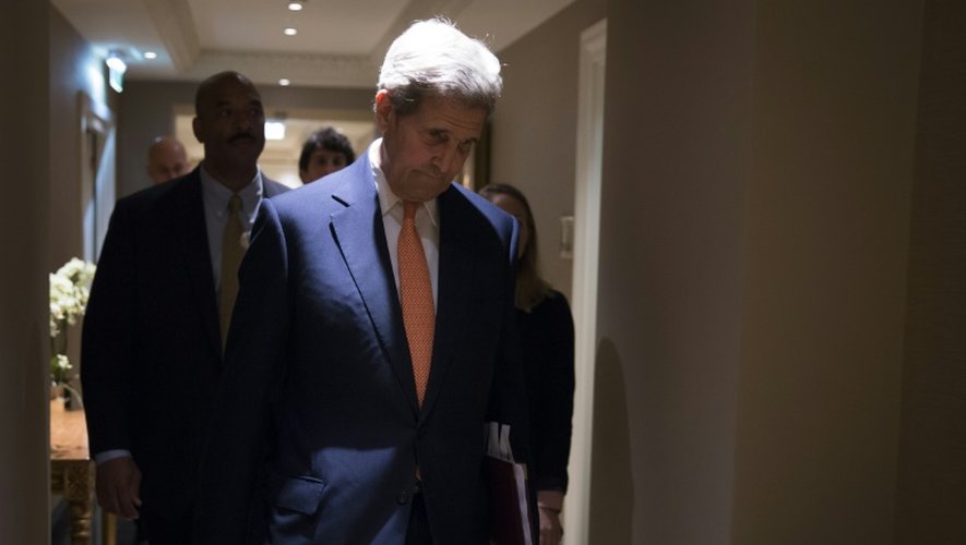 Le secrétaire d'Etat américain John Kerry après une journée de négociations à Vienne, sur la situation en Syrie, le 23 octobre 2015
