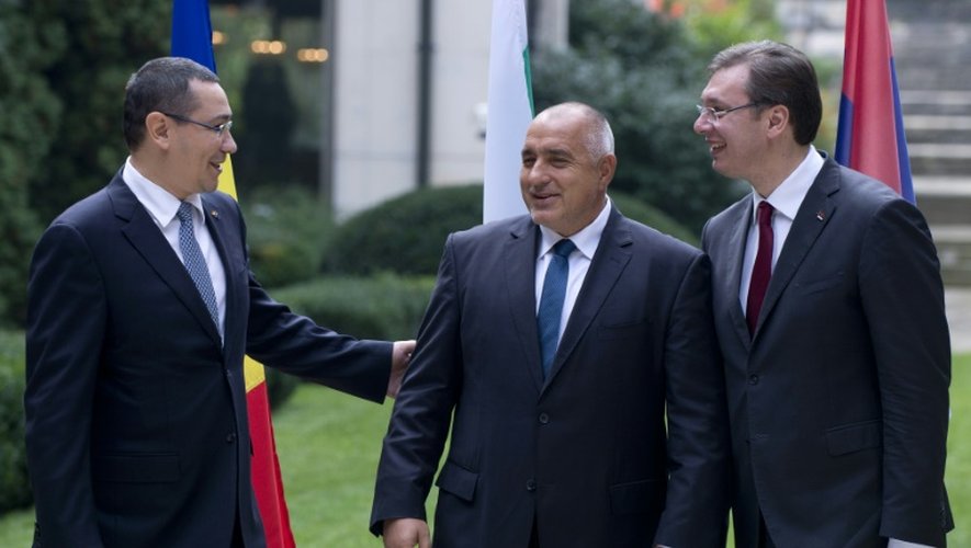 Les Premiers ministres roumain Victor Ponta, bulgare Boyko Borisov et serbe Aleksandar Vucic le 24 octobre 2015 à Sofia