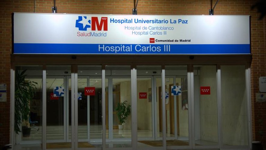 L'entrée de l'hôpital Carlos III où a été hospitalisée Teresa Romero, à Madrid le 8 octobre 2014