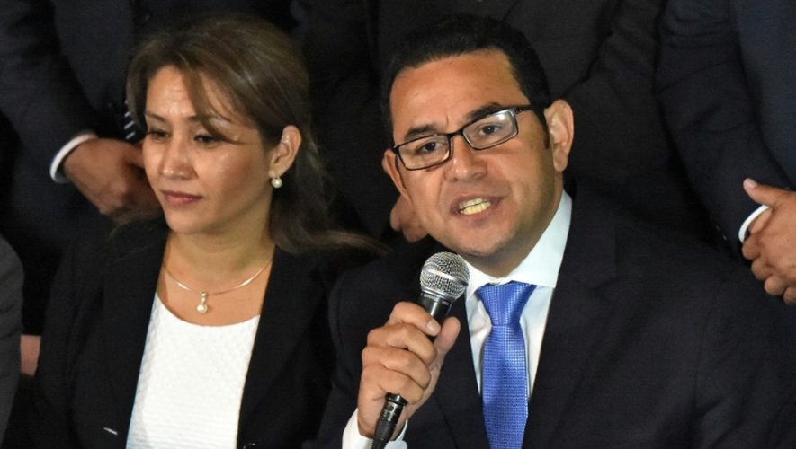 Le nouveau président du Guatemala, Jimmy Morales,  candidat du parti de droite FCN-Nacion, le 25 octobre 2015 au soir du 2è tour des élections présidentielles