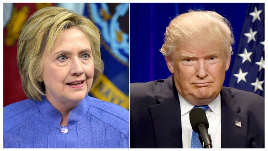 Photomontage de la candidate démocrate Hillary Clinton, le 15 juin 2016, et du candidat républicain Donald Trump, le 13 juin 2016