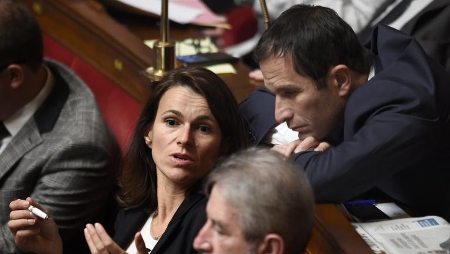 Aurélie Filippetti et Benoît Hammon le 21 octobre 2014 à l'Assemblée nationale à Paris
