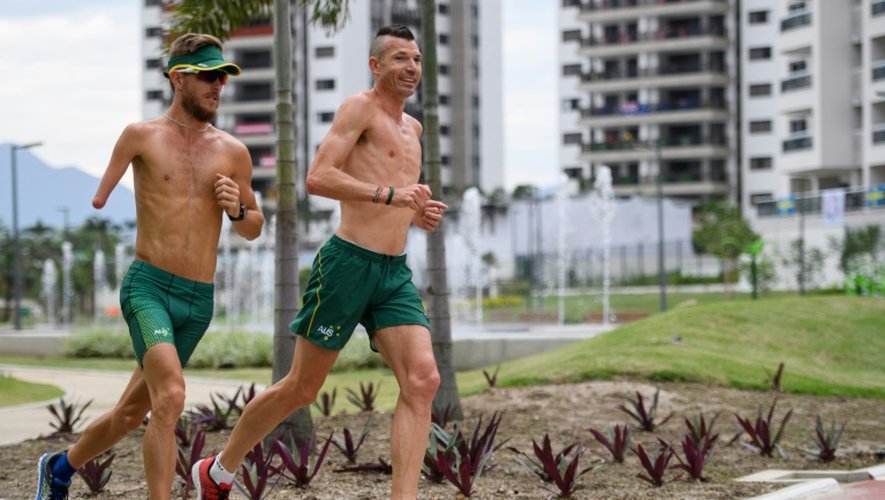 Des athlètes australiens à l'entraînement pour les Jeux Paralympiques le 6 septembre 2016 à Rio