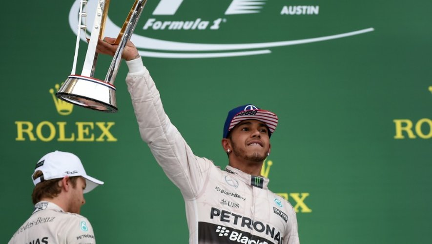 Lewis Hamilton, sacré pour la 3e fois champion du monde de F1 après sa victoire dans le GP des Etats-Unis, le 25 octobre 2015 à Austin