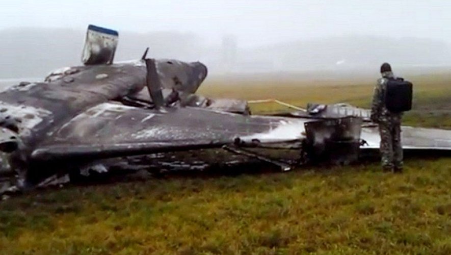 L'avion du PDG de Total, Christophe de Margerie, après son crash à l'aéroport de Vnoukovo près de Moscou, le 21 octobre 20147