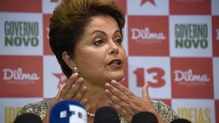 La présidente brésilienne de gauche Dilma Rousseff à Rio de Janeiro, le 23 octobre 2014