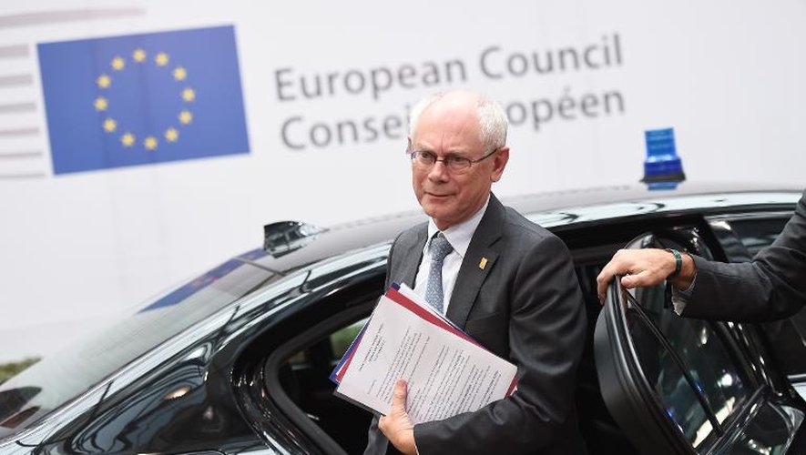 Le président du Conseil européen, Herman Von Rompuy, arrive au sommet sur le climat à Bruxelles, le 23 octobre 2014