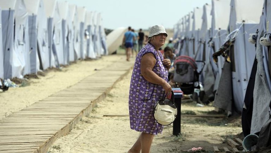 Un camp de réfugiés ukrainiens, près de Donetsk, le 28 août 2014 à quelques kilomètres de la frontière russo-ukrainienne