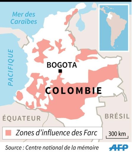 Les zones d'influence des Farc en Colombie