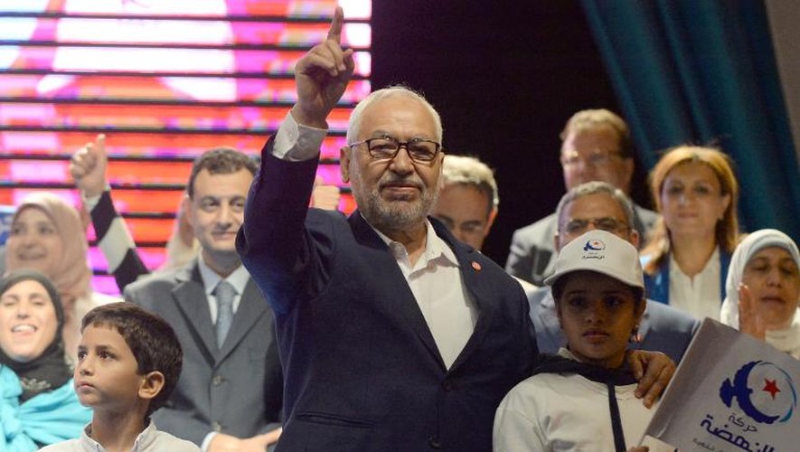 Le  chef d'Ennahda, Rached Ghannouchin, en meeting le 24 octobre 2014 à Tunnis