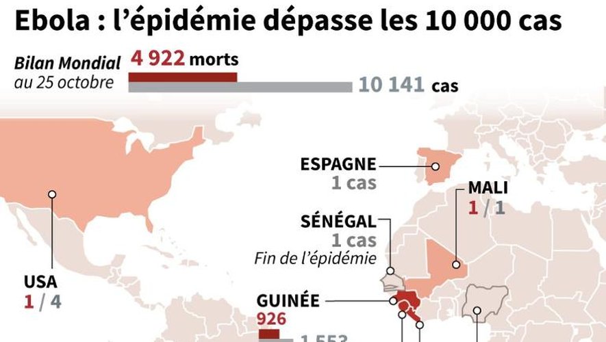 Bilan de l'épidémie d'Ebola par pays